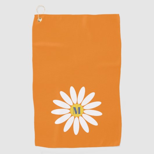 Daisy with Initial Orange Golfhanddoek (Voorkant)