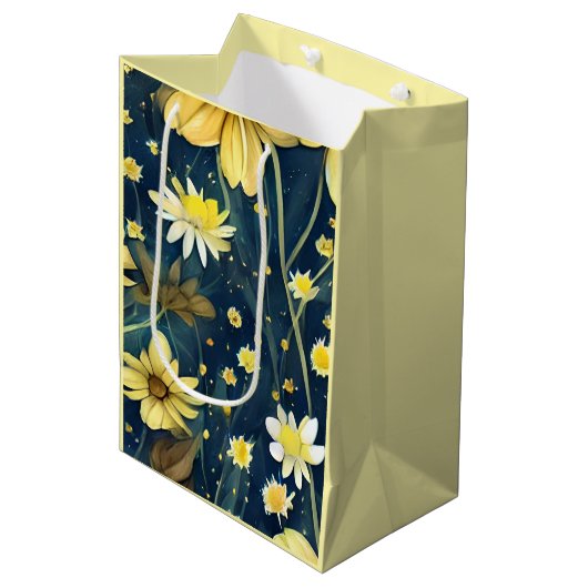 Daisy Wrapping Paper Medium Cadeauzakje (Voorkant Gekanteld)