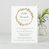 Daisy Wreath Little Miracle Baby shower Invitation (Debout devant)