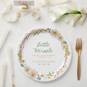 Daisy Wreath Little Miracle Baby shower Schrift Papieren Bordje