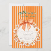 Daisy Wreath Orange Stripe Birthday invitation (Devant)