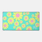 Daisy Yellow Aqua Desk Mat (Recto)