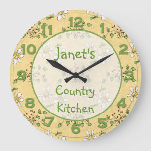 Daisy Yellow Green Country Clock Wall klok