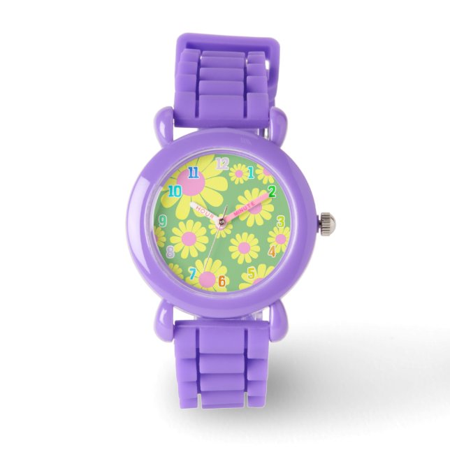 Daisy Yellow Green Horloge (Voorkant)