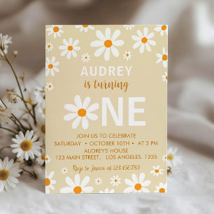 Daisy Yellow Retro Invitation de fête d'anniversai