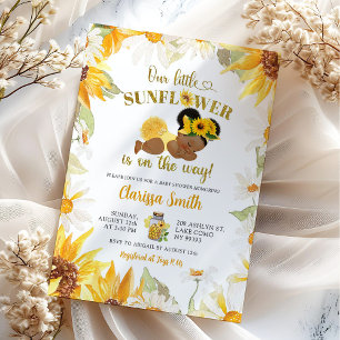 Daisy Zonnebloem Op De Weg Afro Meisje Baby shower Kaart