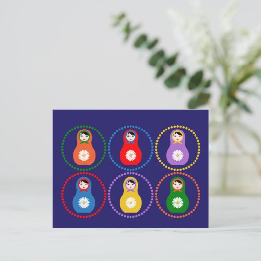 Daisyflower Matryoshka Briefkaart (Staand voorkant)
