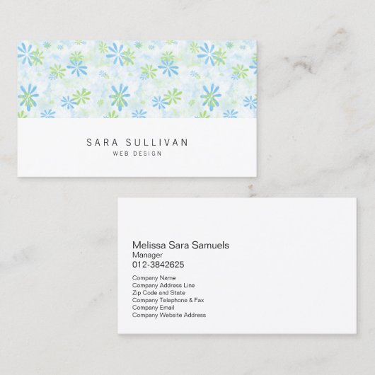Daity Pastel Floral Web Design Carte de visite (Devant / Derrière)