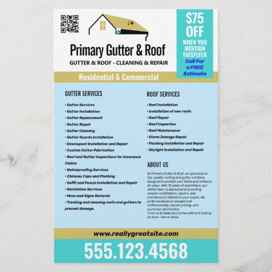 Dak- en gootdiensten Adverteren Flyer (Voorkant)