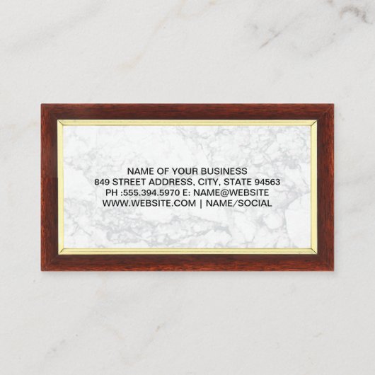 Dak en sleutels | houtrand | Marmer Visitekaartje (Achterkant)