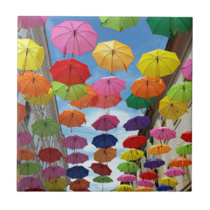 Dak van parasols tegeltje