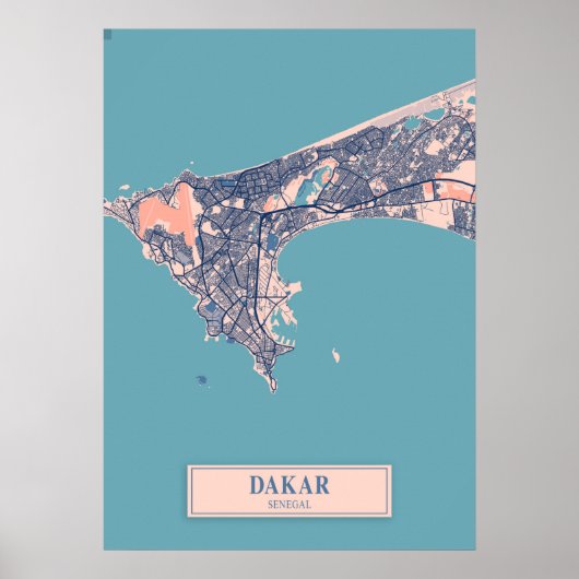 Dakar - Senegal Breezy - Stadskaart Poster (Voorkant)