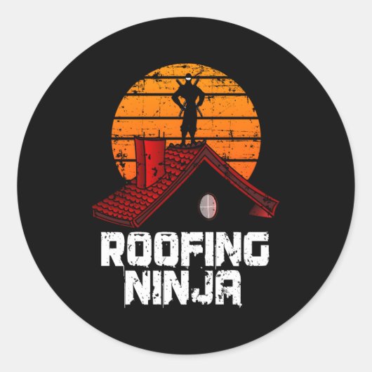 Dakbedekking Ninja Aannemer Ronde Sticker (Voorkant)