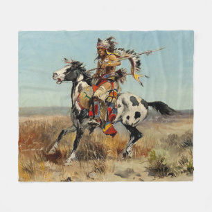 "Dakota Chief" Westerne kunst van Charles M Russel Fleece Deken