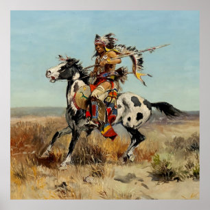 "Dakota Chief" Westerne kunst van Charles M Russel Poster