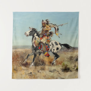 "Dakota Chief" Westerne kunst van Charles M Russel Wandkleed