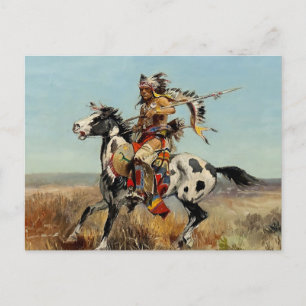 “Dakota Chief” Westerse kunst van Charles M Russel Briefkaart