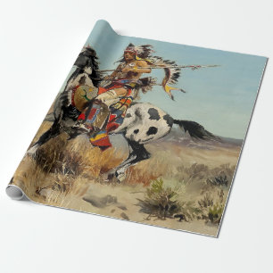“Dakota Chief” Westerse kunst van Charles M Russel Cadeaupapier