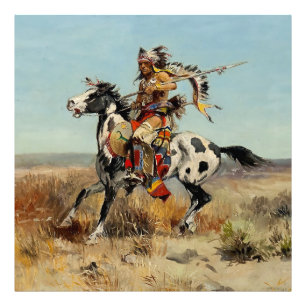 “Dakota Chief” Westerse kunst van Charles M Russel Foto Afdruk