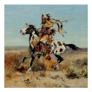“Dakota Chief” Westerse kunst van Charles M Russel Perfect Poster