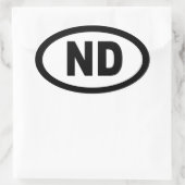 Dakota du Nord - feuille de 4 autocollants ovaux (Sac)