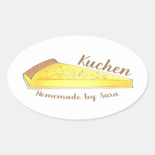 Dakota Kuchen German Dessert Cake Slice, gebrand d Ovale Sticker