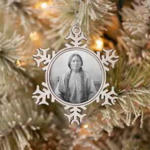 Dakota Leader Sitting Bull Native American Indian Tin Sneeuwvlok Ornament