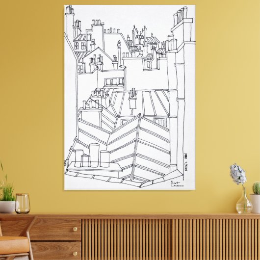 Dakpannen van Parijs, Frankrijk Canvas Afdruk (Insitu (Woonkamer))