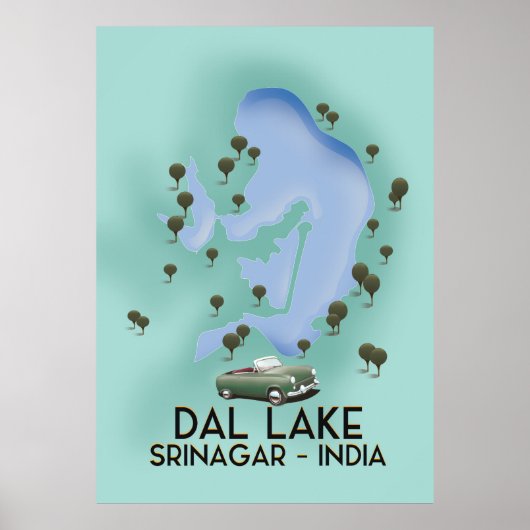 Dal Lake, Srinagar, Inde poster de voyage Carte (Devant)