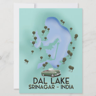 Dal Lake, Srinagar, Inde poster de voyage Carte