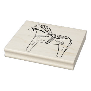 Dala folk horse, black folk horse contour 	rubberstempel