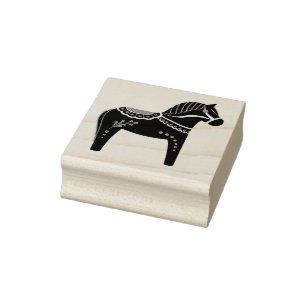 Dala folk horse, black folk horse silhouette rubberstempel