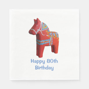 Dala Horse 80th Birthday Paper Napkins Servet