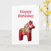 Dala Horse Birthday Kaart (Gele Bloem)