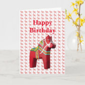 Dala Horse Birthday Kaart (Gele Bloem)