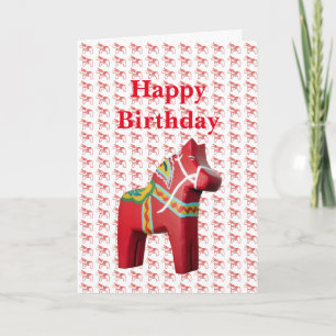 Dala Horse Birthday Kaart