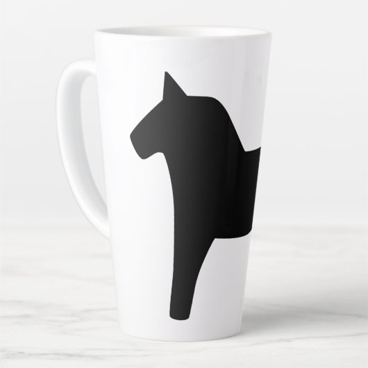 Dala Horse Black Latte Mug (Angle gauche)