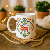 Dala Horse Folk Art Hygge Heart Pattern Mug