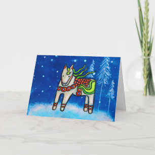 Dala Horse I-kerstkaart Feestdagen Kaart