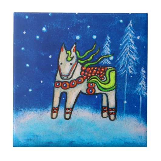 Dala Horse I Tile Onderzetter Tegeltje (Voorkant)