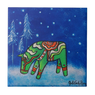 Dala Horse III Tile Onderzetter Tegeltje