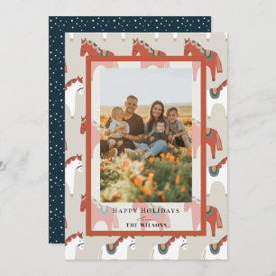 Dala Horse Motif Noël Carte photo de vacances