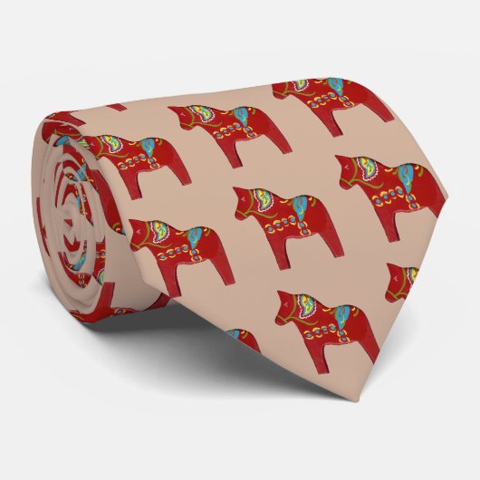 Dala Horse Necktie Stropdas (Opgerold)