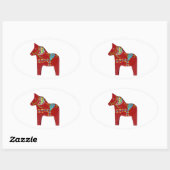 Dala Horse Oval Sticker (Vel)