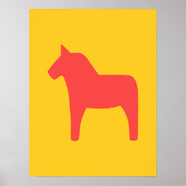 Dala Horse Red over Geel Poster