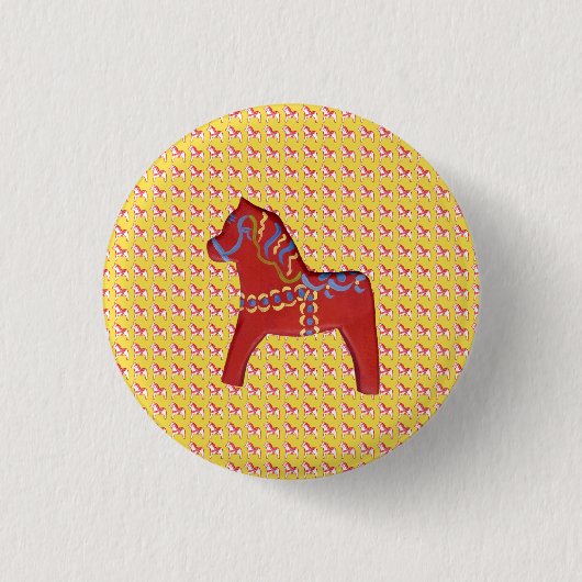 Dala Horse Ronde Button 3,2 Cm (Voorkant)