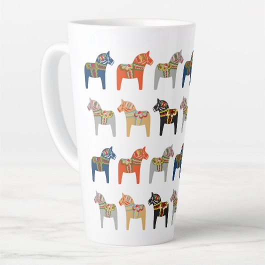 Dala Horse Swedish Folk Art Pattern Latte Mok (Linkerhoek)
