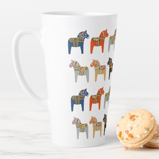 Dala Horse Swedish Folk Art Pattern Latte Mok (In situ)