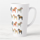 Dala Horse Swedish Folk Art Pattern Latte Mok (Rechts)
