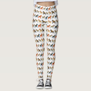 Dala Horse Swedish Folk Art Pattern Leggings